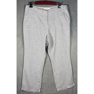 Chicos Women's Wide Leg Blue‎ White Stripe 100% Linen 4 Pockets Sz 2.5 L Beach